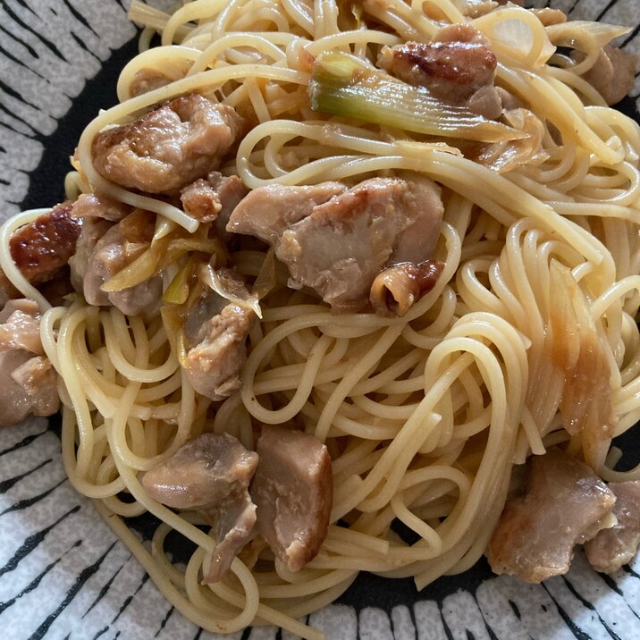 ざんぎのお肉でパスタ